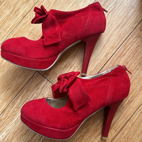 Mary Jane High Bowtie Heel Platform Vintage Dress Pumps size 8 - Picture 3 of 7